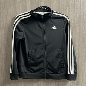 Adidas Boy Girl Black & White Full Zip Track Jacket, Size M 10-12